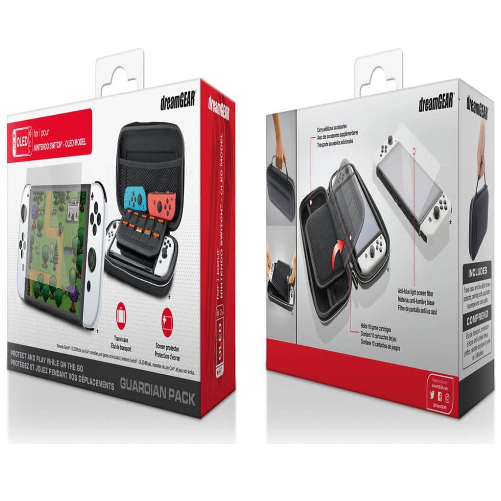 Nintendo Switch Guardian Pack Oled Bundle Mica Y Case Negro