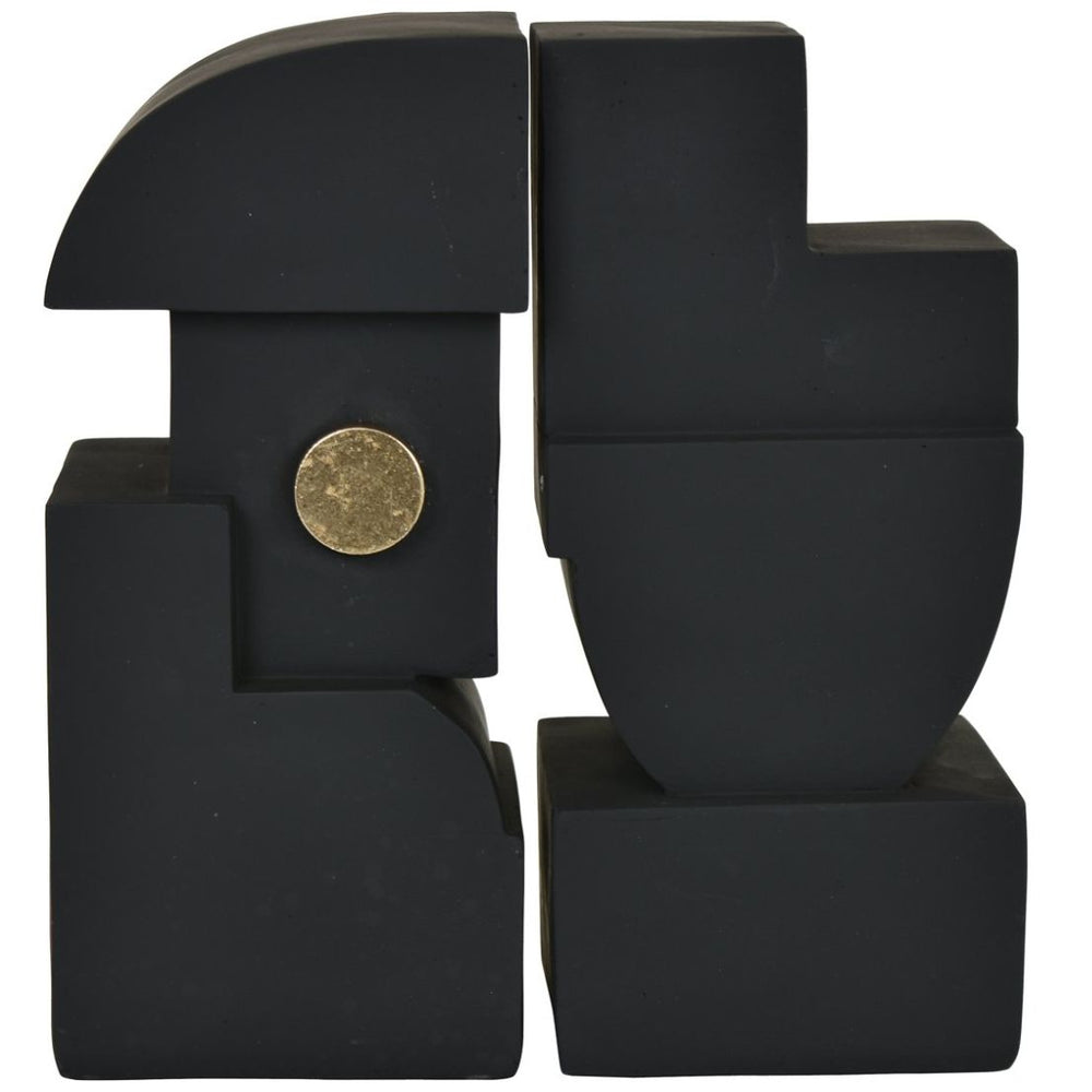Figura Deco Abstracta Negra Bookends