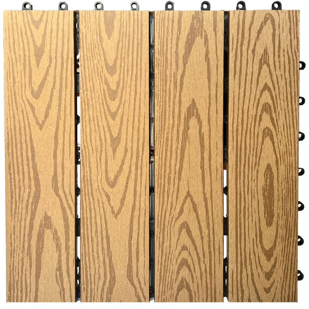 Piso Modular Deck Madera Natural para Jardín de 30 X 30 Cm Cubre 0.81M2 Deco Pvc
