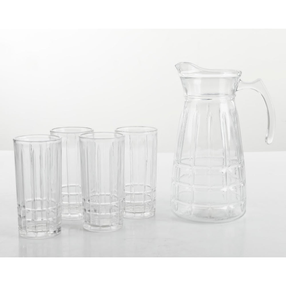 Set Jarra 1.6 L con 4Vasos 14Oz Vidrio Transparente Gibson Home