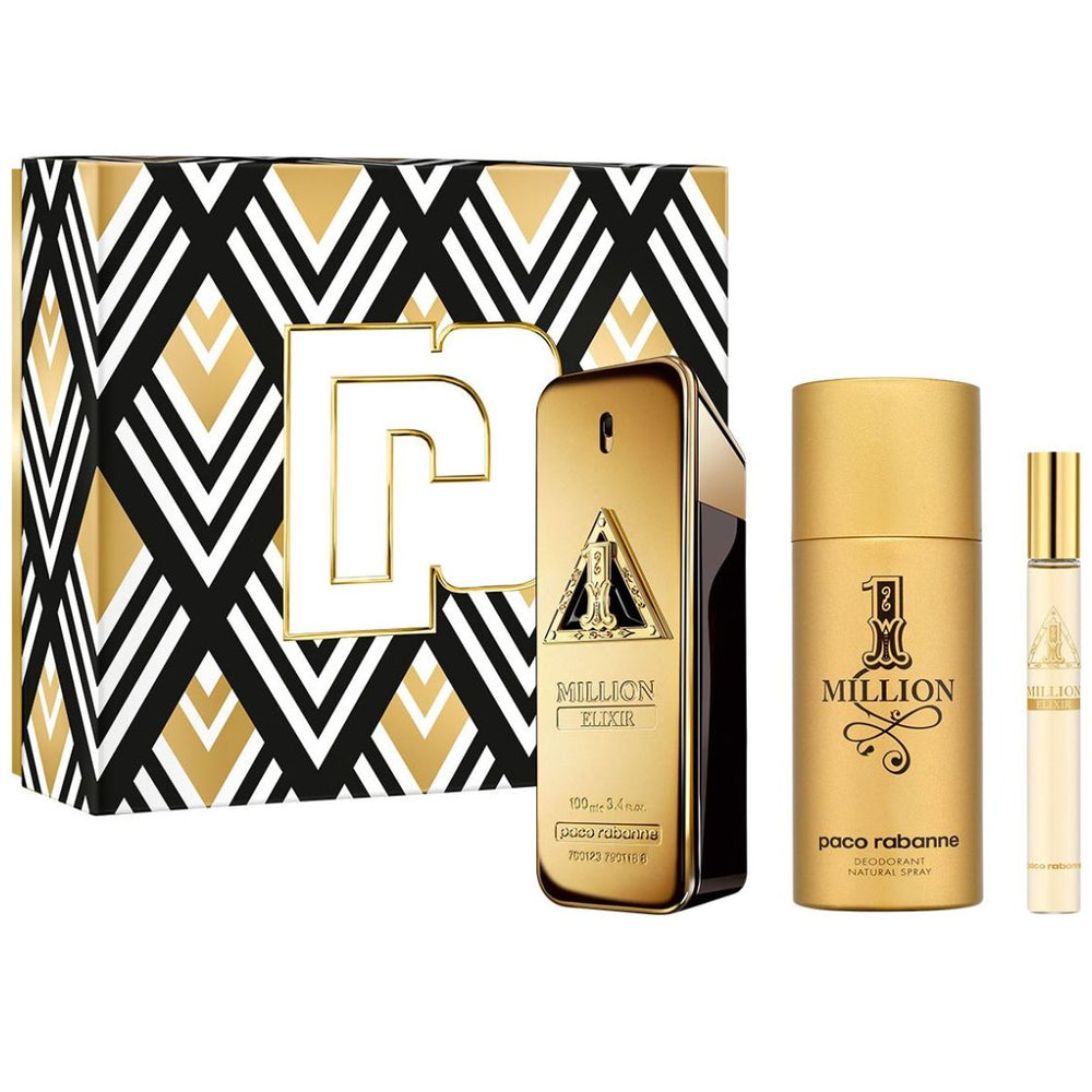 Paco Rabanne One Million Elixir Set para Hombre Perfume Edp 100Ml + Desodorante 150Ml + Perfume de Bolsillo 10Ml