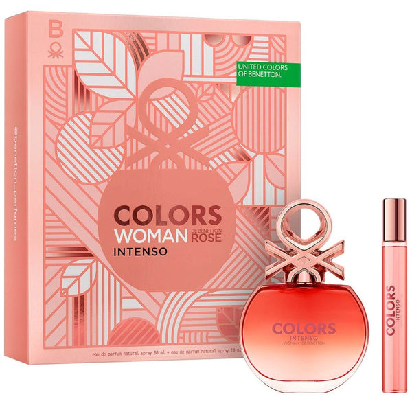 Benetton Colors Woman Rose Intenso Set para Mujer Fragancia Edp 80Ml + Vial 10Ml