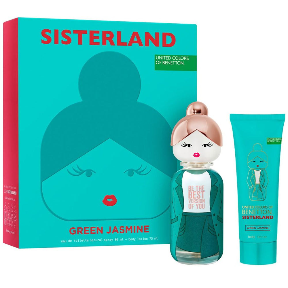 Benetton Sisterland Green Jasmine Set para Mujer Fragancia Edt 80Ml + Body Lotion 75Ml