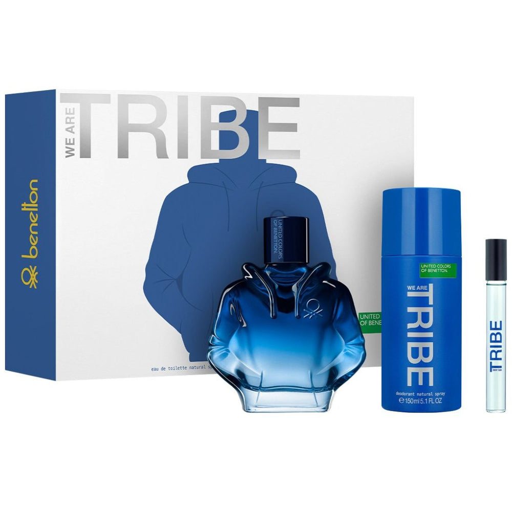 Fragancia Set Benetton We Are Tribe Edt 90 Ml + Desodorante 150 Ml + Perfume de Bolsillo 10 Ml para Hombre