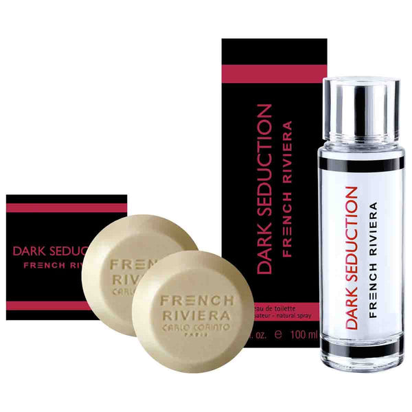 Fragancia para Caballero French Riviera Dark Seduction Man Edt 100 Ml + 2 Jabones