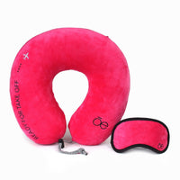 Almohada de Viaje con Antifaz Rosa Cloe
