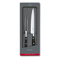 Juego de Cuchillo para Trinchar Y Tenedor  Negro de Acero Inoxidable  Victorinox
