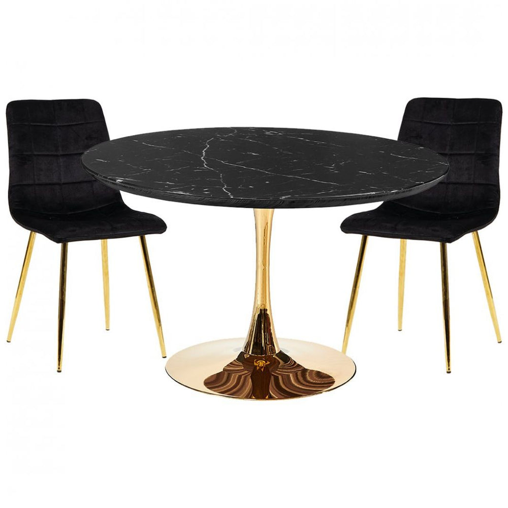 Antecomedor Piccola Dubai Mármol con 4 Sillas Velvet  Sonama