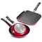 Juego 2 Sartenes Y Plancha Cuadrada Rojo Everiday 80149565 Tramontina