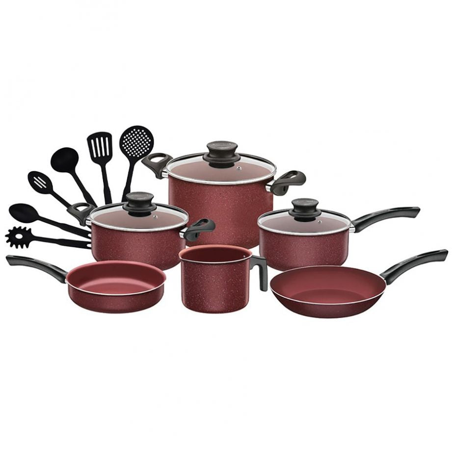 Batería de Cocina Génova 15 Piezas Rojo Tramontina