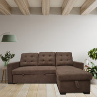 Sofá Cama Reversible con Almacenamiento Dustin Chocolate Lottus