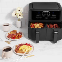 Freidora de Aire Negra Chefman Doble Canastilla de 4.2L  Pantalla Tácil