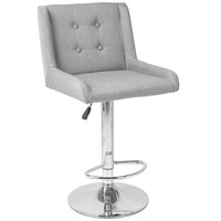 Banco Polonia con Botón Tela Gris Claro Base Cromo Terzetto