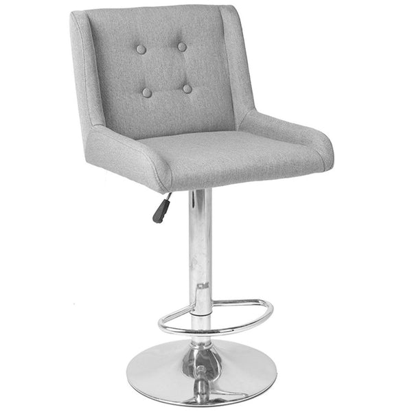 Banco Polonia con Botón Tela Gris Claro Base Cromo Terzetto