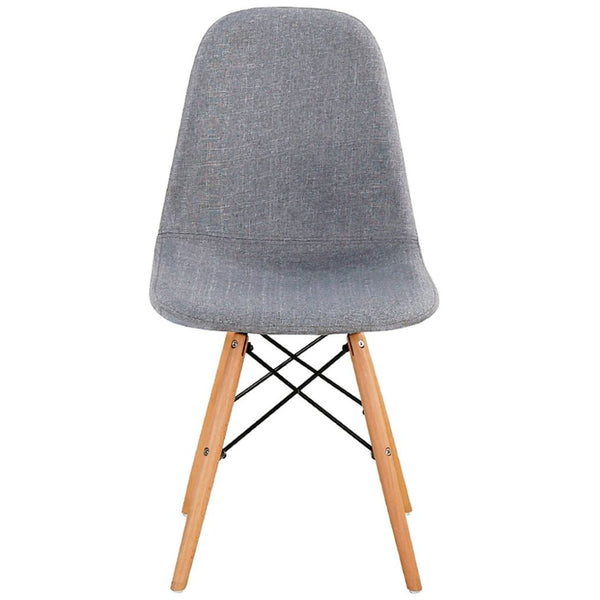 Silla Retro Tela Gris Oscuro Pata Madera Natural Terzetto