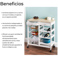 Kitchen Cart with 2 Drawers, 1 Baskets and Shelf Home Basics