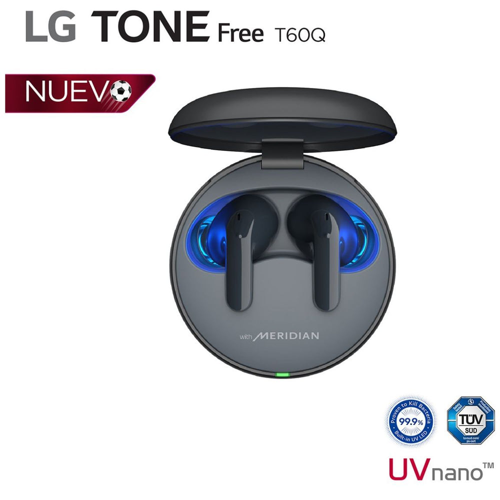 Audífonos LG Tone Free T60 Inalámbricos Bluetooth con Cancelación Activa de Ruido, Uvnano Negro