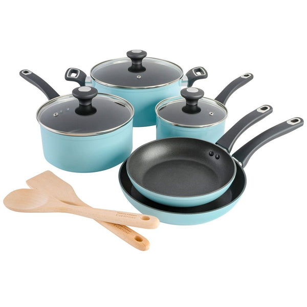 Bateria 10 Pzas Aqua Aluminio Martha Stewart Everyday