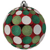 Caja con 2 Esferas  Rojo con Circulos Verde 15Cm