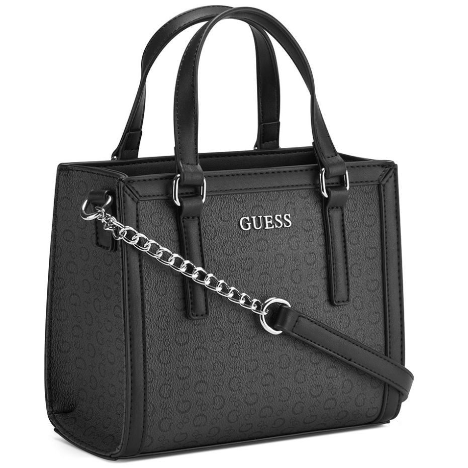 Bolsa Top Zip Negro Suavizado Guess Factory