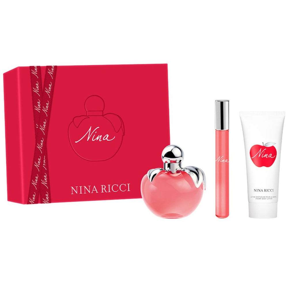 Fragancia Set Nina Ricci Nina Edt 80 Ml + Body Lotion 75 Ml + Roll On 10 Ml para Mujer