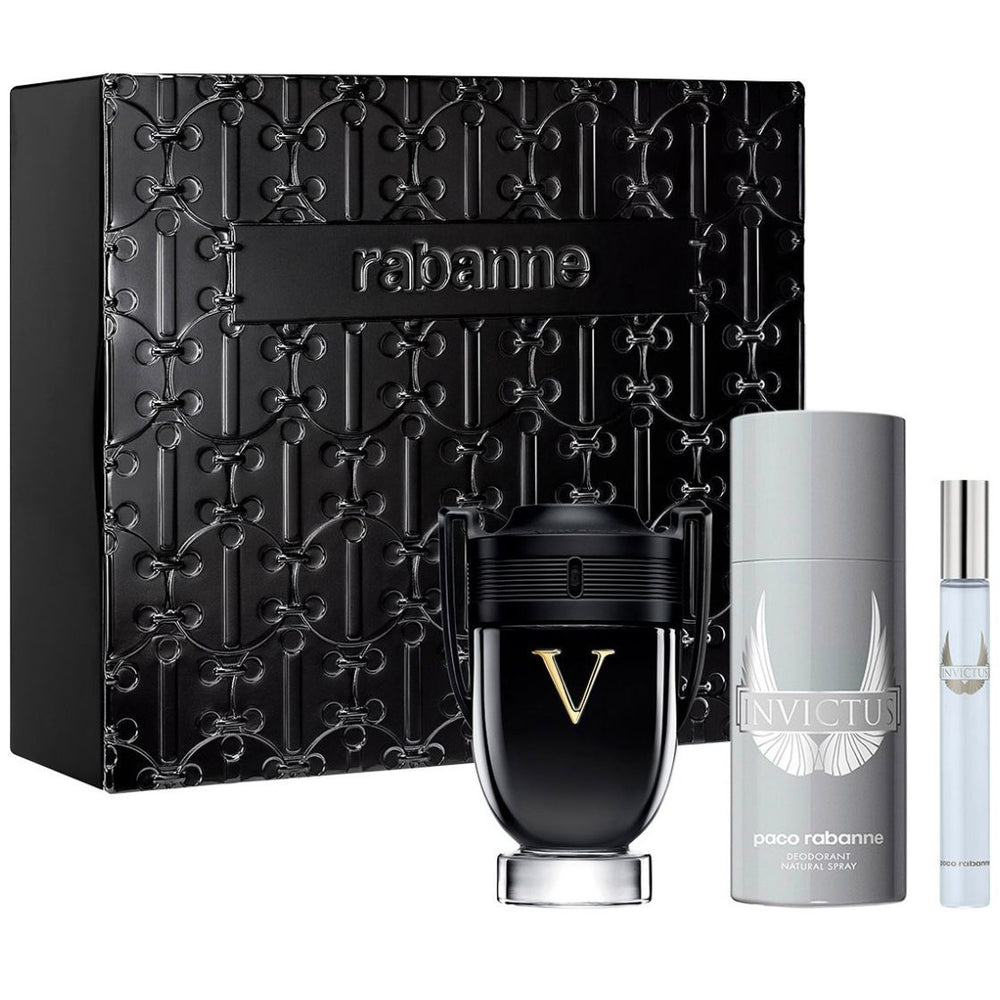 Fragancia Set Paco Rabanne Invictus Victory Edp 100 Ml + Desodorante 150 Ml + Edp 10 Ml para Hombre