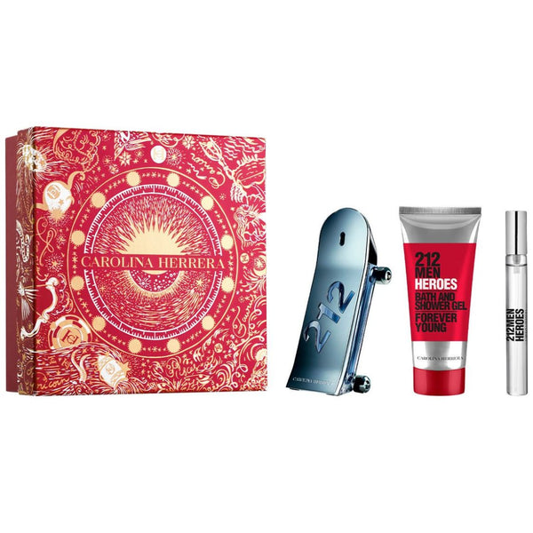 Fragancia Set Carolina Herrera 212 Heroes Edt 90 Ml  + Shower Gel 100 Ml  + Edt 10 Ml para Hombre