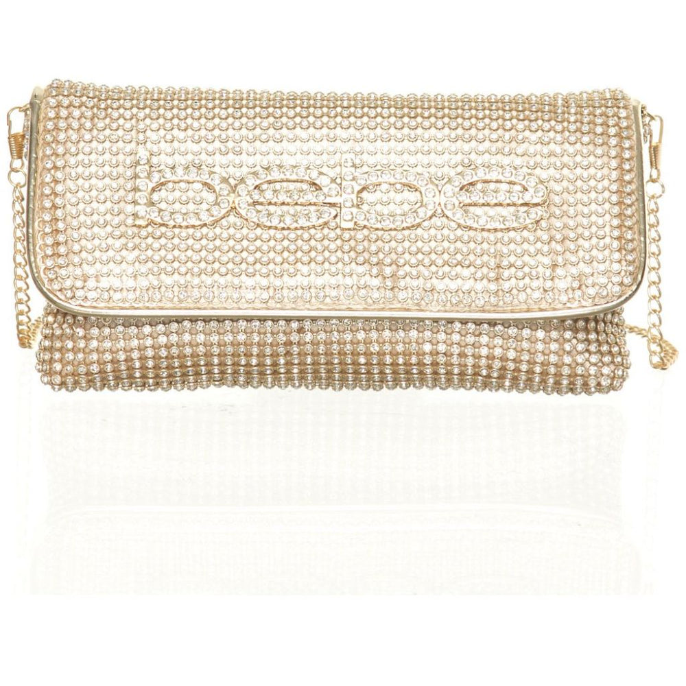 Bolso Gold White Flap Clutch Bebe